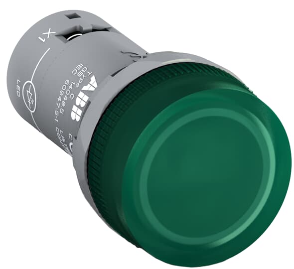 ABB Controls 22mm Pilot Light; Round; Green
